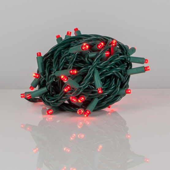50 Red Outdoor LED Christmas Tree Lights, Mini 5MM, 6" Spacing