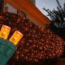 5mm Amber LED Net Lights, Green Wire