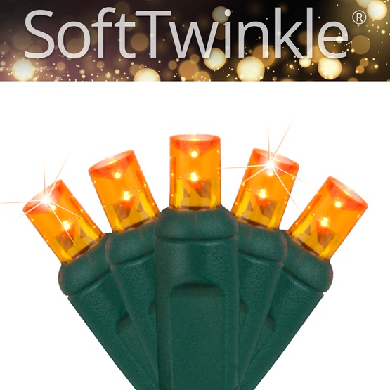 50 5mm Amber SoftTwinkle LED Christmas Lights, 4" Spacing
