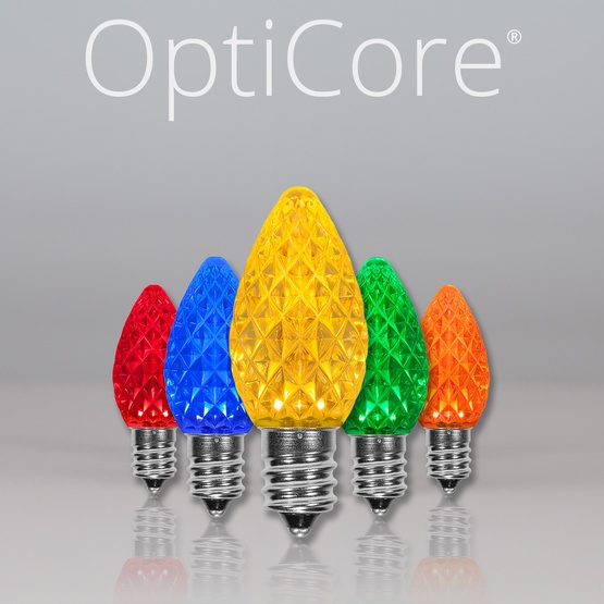 C7 Multicolor OptiCore LED Christmas Light Bulbs, Box of 25