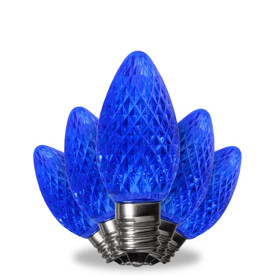 Kringle Traditions TM C7 120V Dimmable Blue LED Christmas Light Bulbs