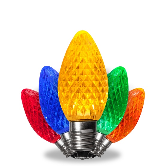 Kringle Traditions TM C7 120V Dimmable Multicolor LED Christmas Light Bulbs