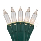 140 Clear Chasing Mini Lights, 4" Spacing, Green Wire