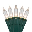 35 Clear Mini Lights, 4" Spacing, Green Wire