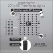 StretchNet Pro 20" x 45" Tree Wrap Lights, 5mm LED, 50 Red Lights, Brown Wire
