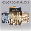 70 M5 Warm White LED Christmas Lights, 4" Spacing, White Wire