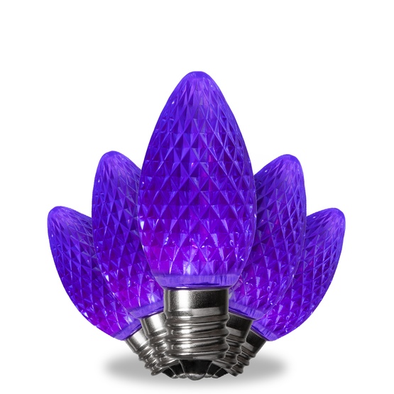 Kringle Traditions TM C7 120V Dimmable Purple LED Christmas Light Bulbs
