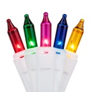 35 Multi Color Mini Lights, 4" Spacing, White Wire
