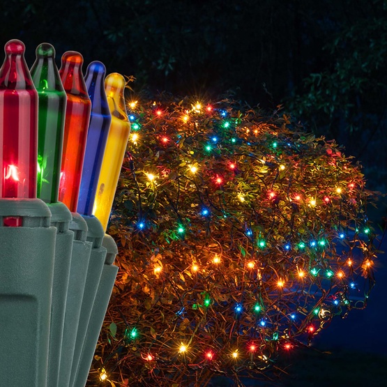 4' x 6' Net Lights - 150 Multicolor Lamps - Green Wire