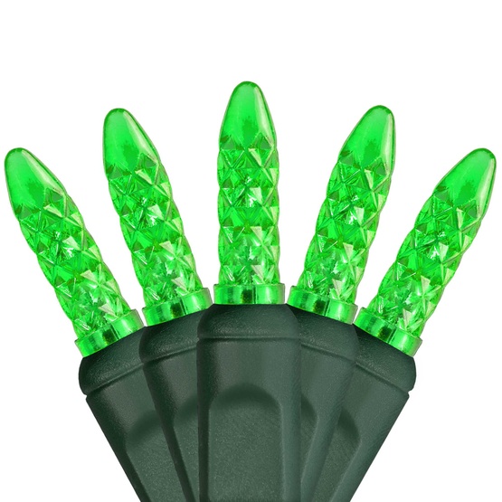 70 M5 Green LED Christmas Lights, 4" Spacing