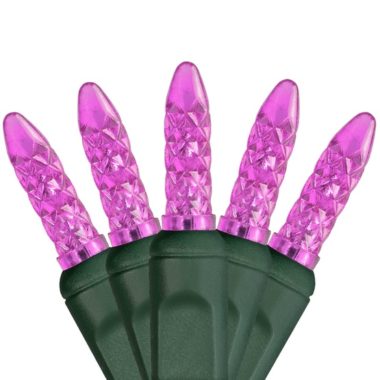 70 M5 Pink LED Christmas Lights, 4" Spacing